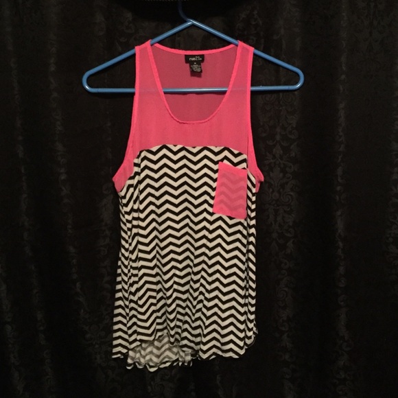 Black and White Chevron with Pink