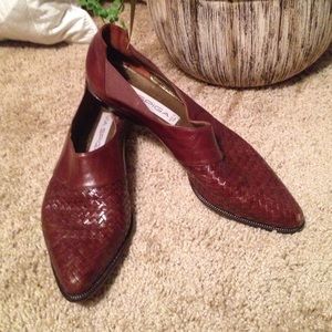 Via Spiga brown basket weave flats