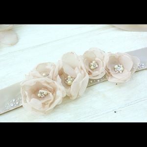 Handmade Organza Flower Bridal Sash & Hair Pins
