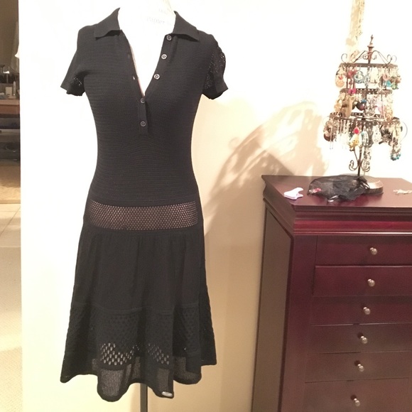 Crochet-like knit dress