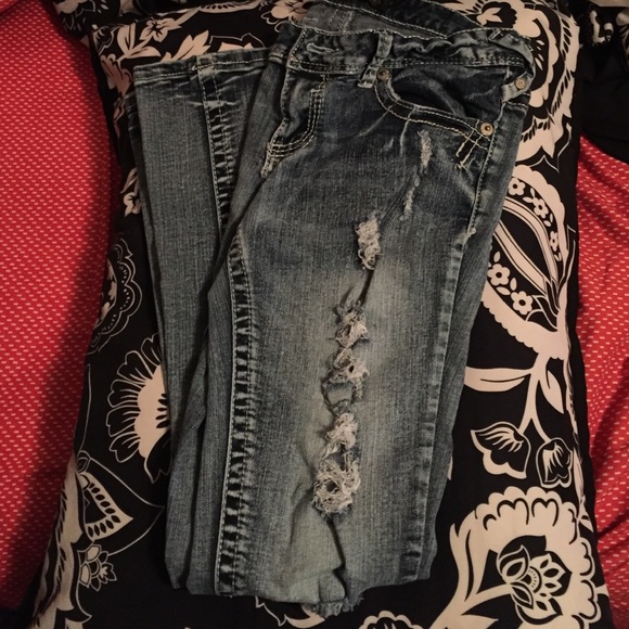Distressed Blue Jeans