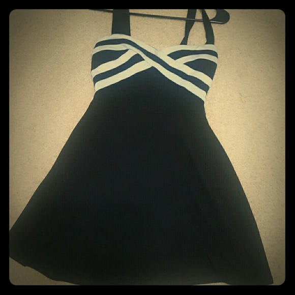 Black and White/Light Gray Striped Dress