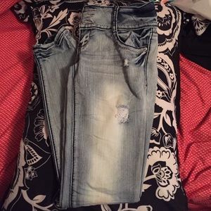 Distressed Blue Jeans