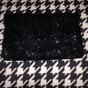 Fully Beaded Glam Clutch Black