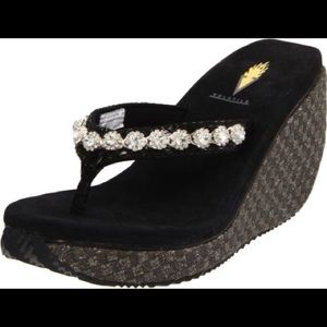 Volatile Black Wedge Sandals Sz 7 - Almost New!