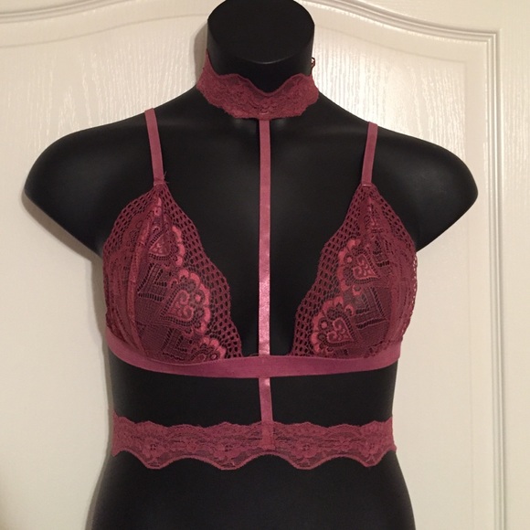 🆕Mauve Lace Choker Style Bralette - Picture 2 of 5