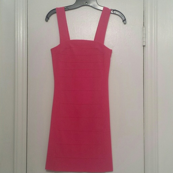 Express hot pink body con dress