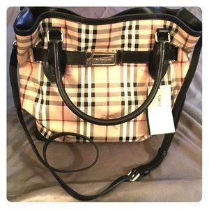 Burberry haymarket medium goldertone tote