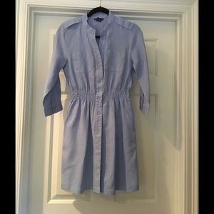 Chelsea & Theodore blue linen 3/4 sleeve dress