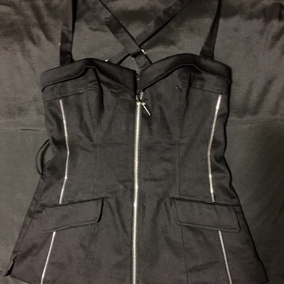 Bebe corset style zipper top size M