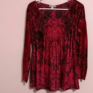 Soft velvet long sleeve v-neck top