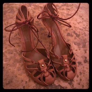 ALEXANDER MCQUEEN- brown leather cage sandal