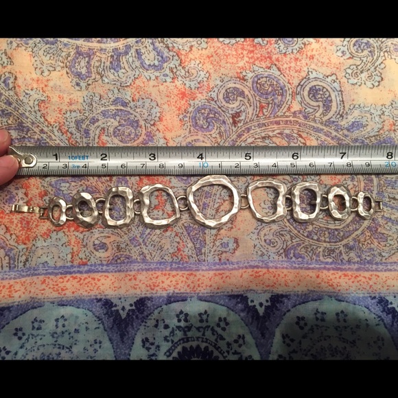 Silver tone geometric bracelet