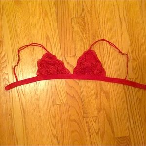 Urban Outfitters Red Lace Triangle Bralette
