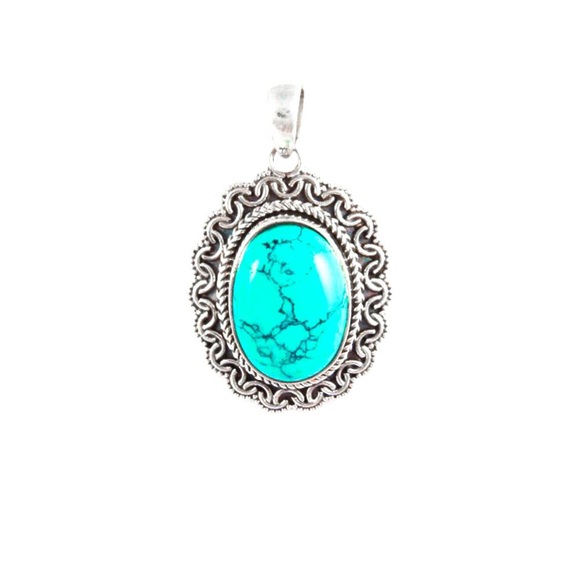 Sterlin silver turquoise filigree handmade pendant - Picture 1 of 1