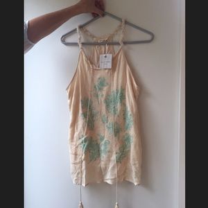 Brand new cream and light blue tank blouse