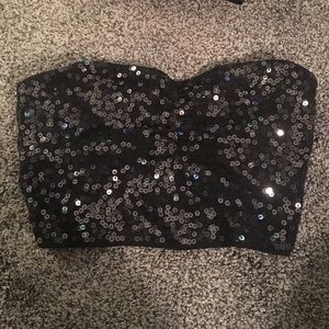 EXPRESS black sequin strapless bra top