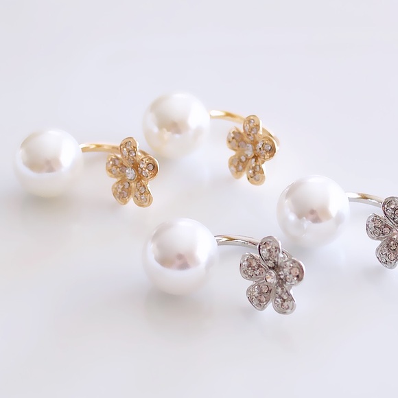 Golden Flower Drop Earrings - Picture 2 of 2