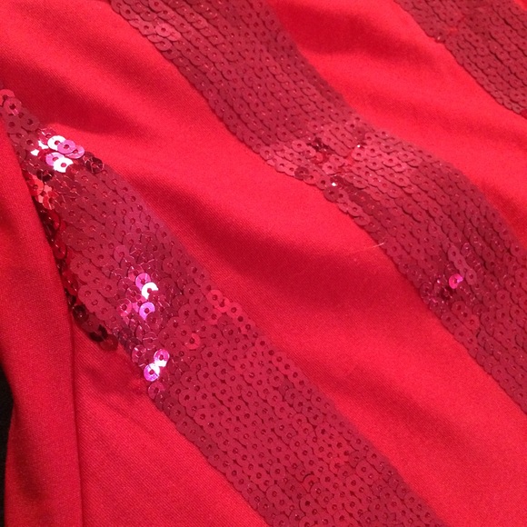 NOTATIONS PLUS Sequin Striped Red Tank Top - Picture 4 of 4