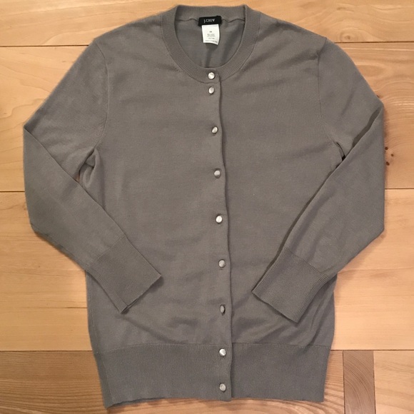 J Crew Cotton Cardigan Sweater Grey NWOT XS