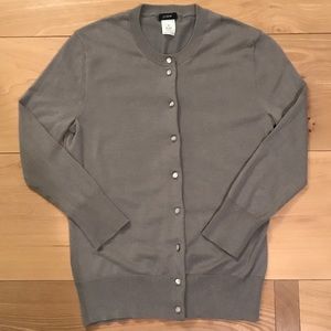 J Crew Cotton Cardigan Sweater Grey NWOT XS