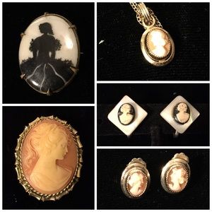 Set of vintage cameo-style jewelry