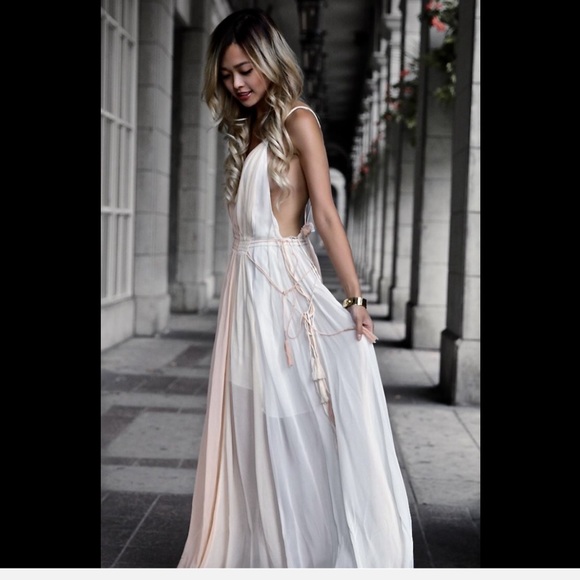 Free People ivory, nude, light coral Maxi Dress M