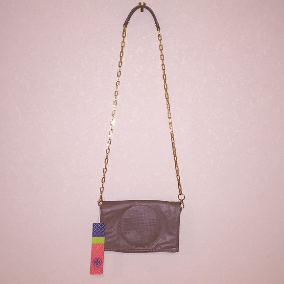 Tory Burch nude leather cross-body