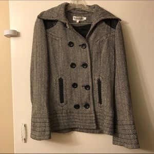 Black and white button up coat