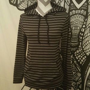 Balck and Gray Striped Hoodie