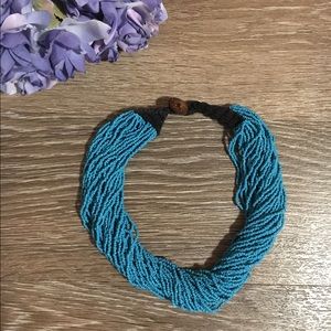 Beaded blue-green FAIR TRADE statement necklace