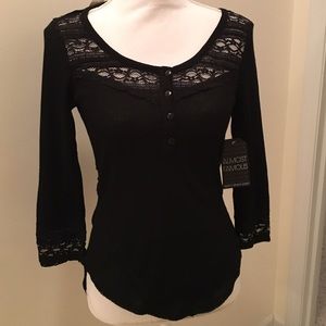 Almost Famous Black Top with Lace