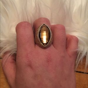 Large amber colored jewel cocktail ring