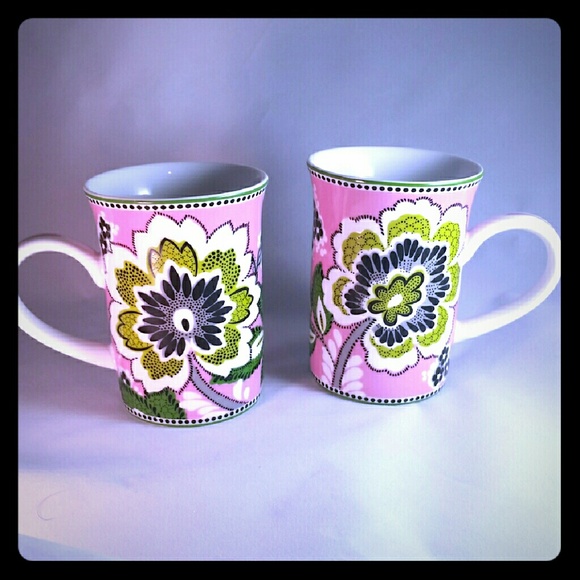 Vera bradley mugs pink and green