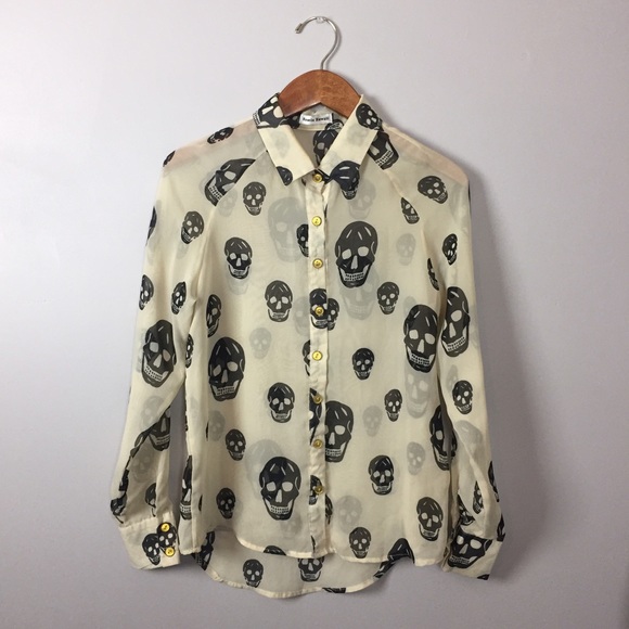 Sheer Skull Button-up Blouse