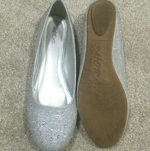 Sparkly silver flats