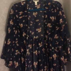 Floral Sheer Jackect with Bell Sleeves