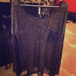 Long sleeve black and metallic top