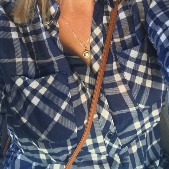 ✨Plaid Button up Navy, Red, or Blue Tunic NWT ✨ - Picture 4 of 4