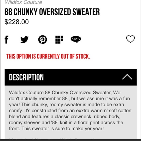 💞WILDFOX COUTURE Chunky 88 Sweater💞 - Picture 4 of 4