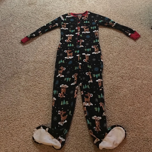 Rudolph footie pajamas. Fits like a S.
