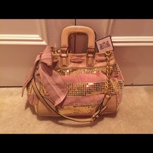 Juicy Couture Damsel Bag Purse Pink Gold striped