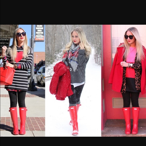 Glossy Red Hunter Boots 👢💋