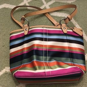 Coach Legacy Multi- Color Satin Stripe Tote