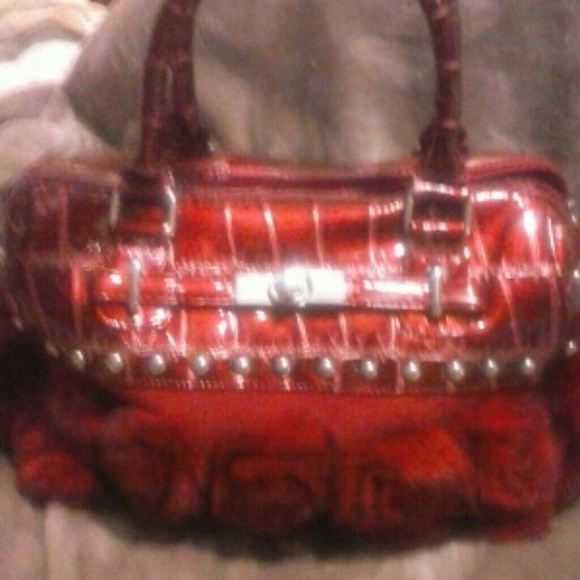 New Red bag with natural mink - Picture 1 of 4