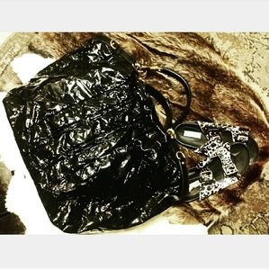 ESCADA lg hobo shoulder Black Patent Leather purse