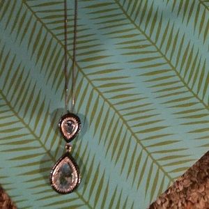 Silver and aquamarine teardrop pendant