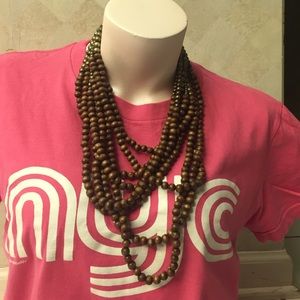 Multi-Strand Wooden Bead Necklace