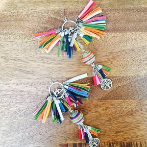 Colorful Handmade leather statement earrings