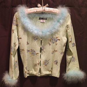 Betsey Johnson feather trimmed top